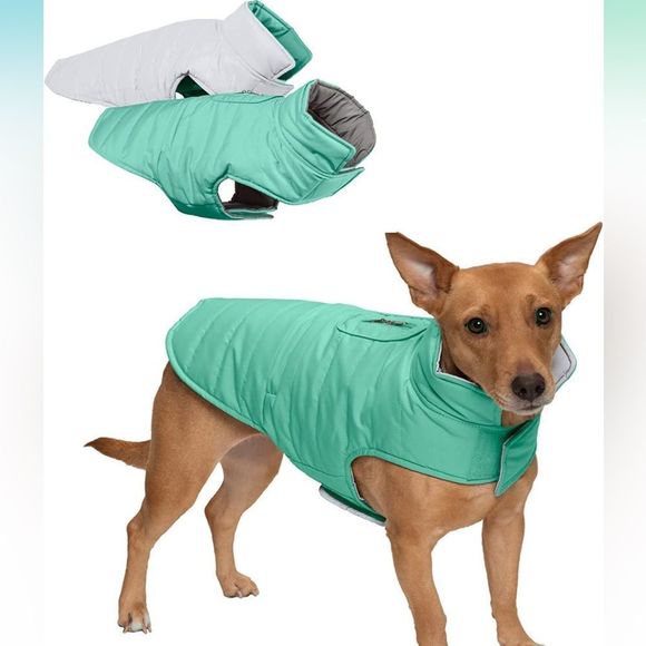 NWT!! Furhaven Reversible Reflective Puffer Jacket, Washable, Mint, Small - Picture 2 of 12